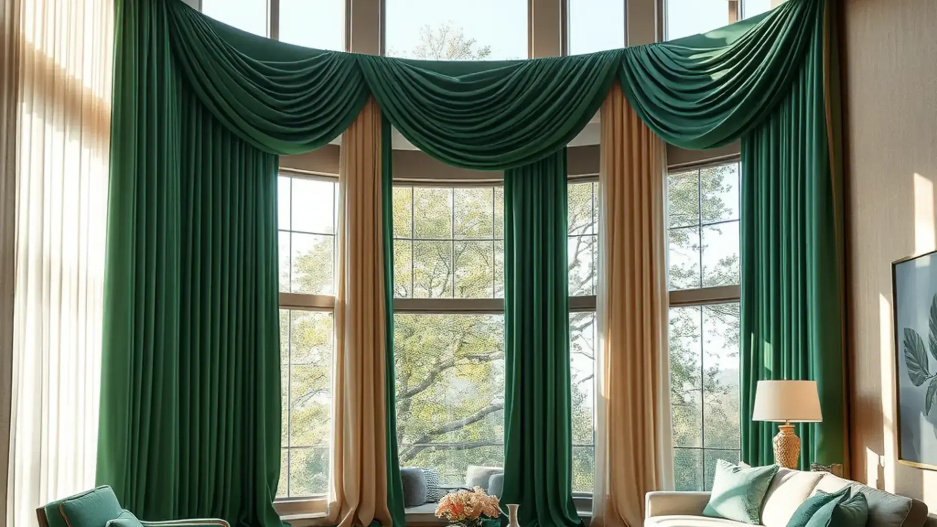 Elegant custom drapery in luxury living room