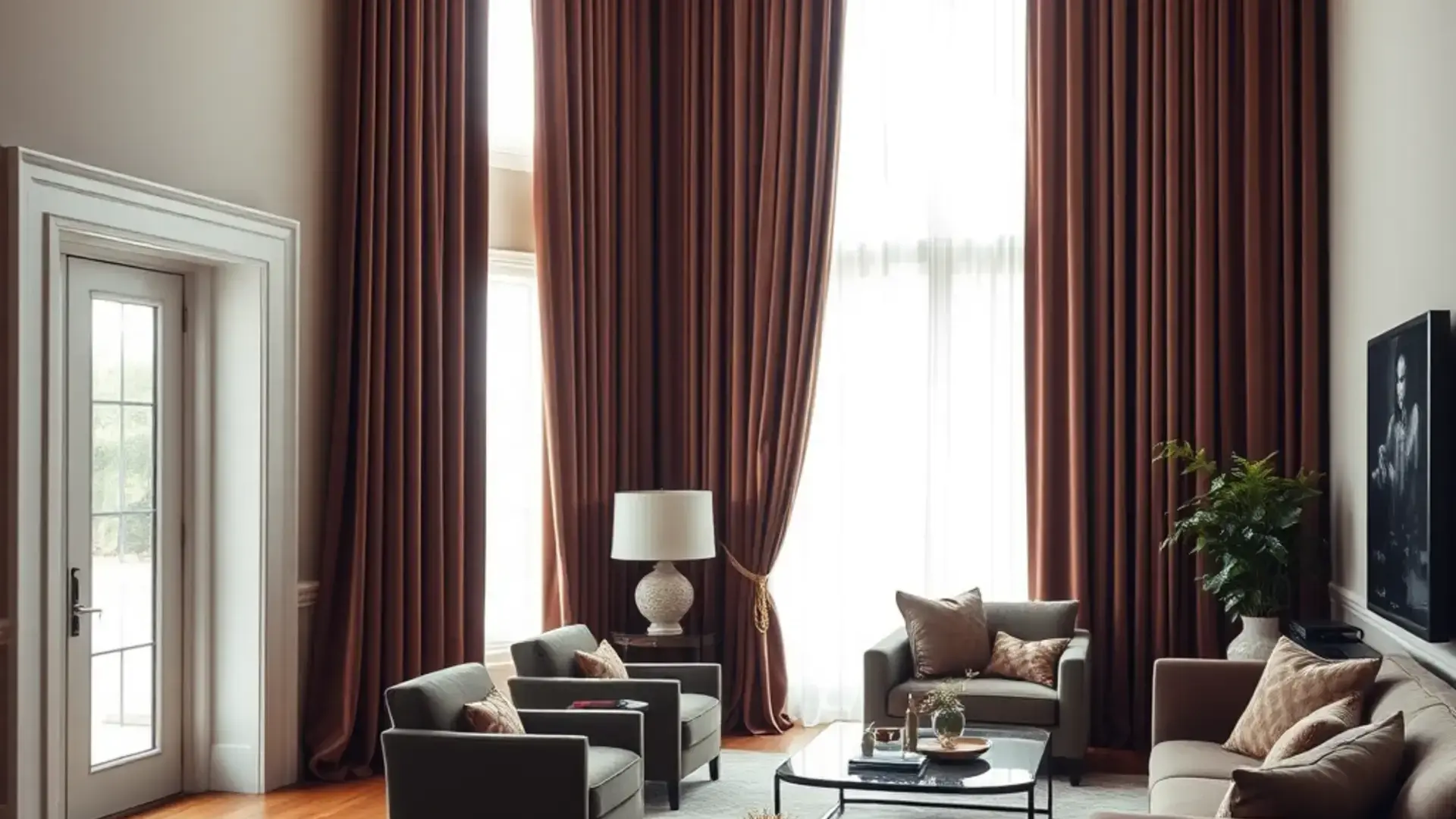 Elegant custom drapery installation showcase in luxury home