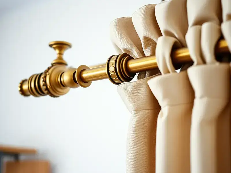 Close-up of professional drapery installation with premium hardware
