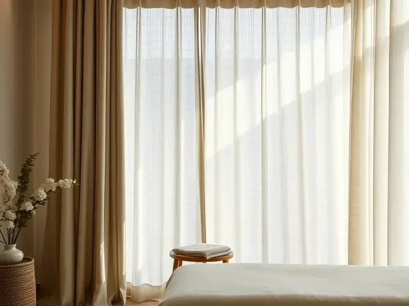 Spa and wellness center drapery installation in Reno