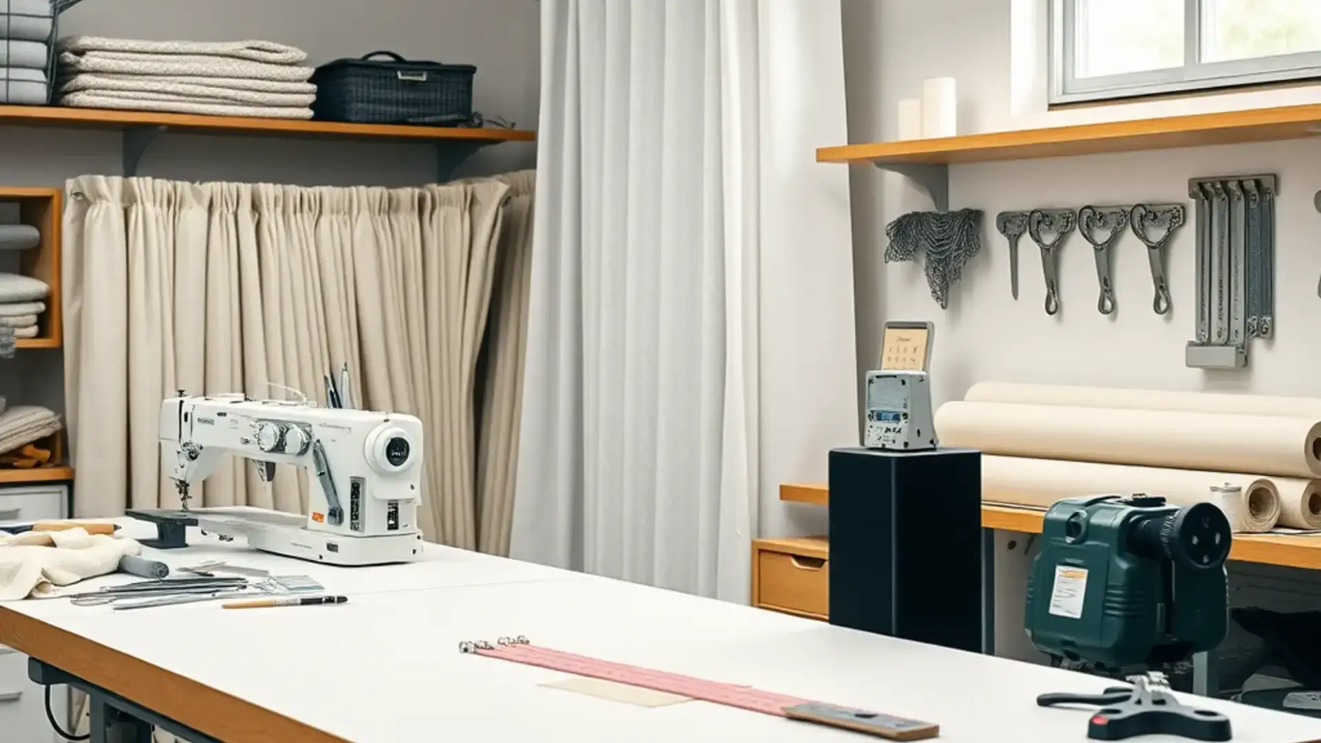 Professional drapery repair and maintenance workshop